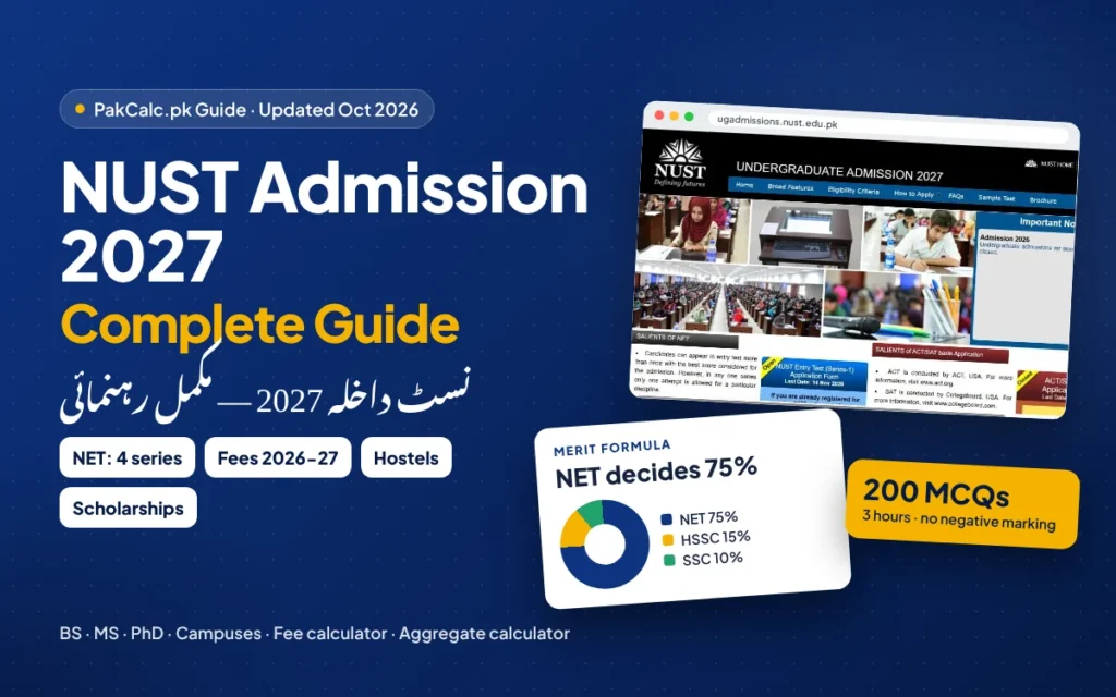 NUST admission 2027 complete guide cover in English and Urdu